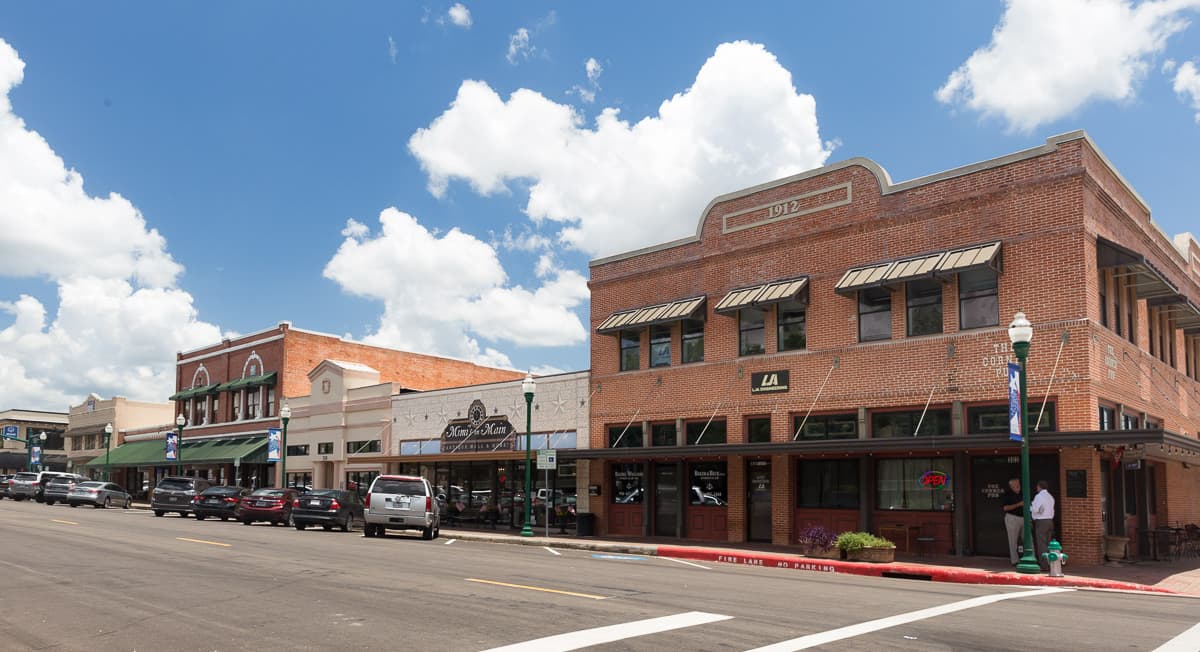 Downtown Conroe, the seat of Montgomery County, Texas